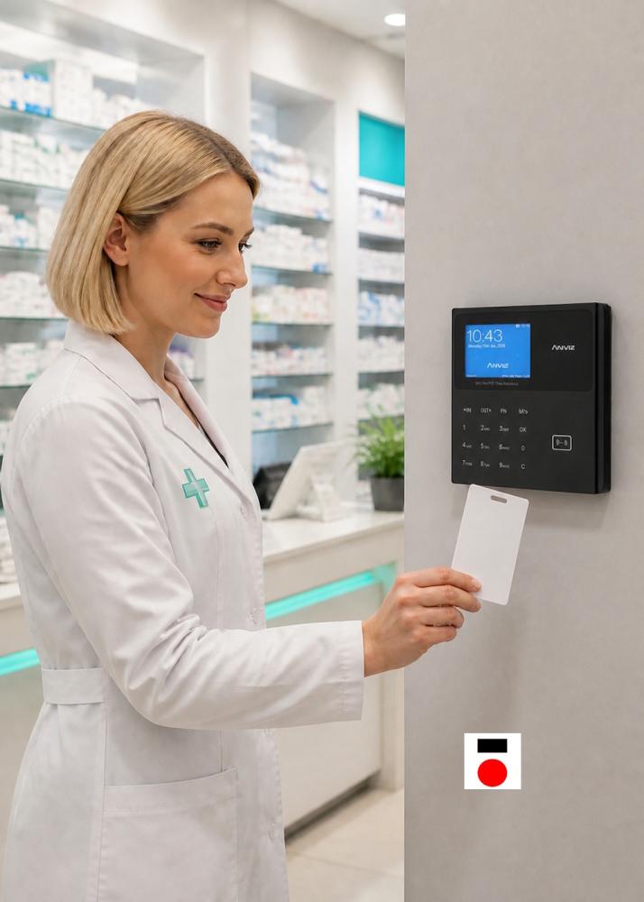 Rilevazione presenze farmacia Bologna con software on-prem e terminale RFID
